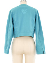 Ozbek Turquoise Cropped Jacket Jacket arcadeshops.com