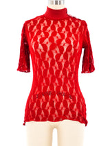 Jean Paul Gaultier Red Lace Top Top arcadeshops.com