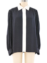 Yves Saint Laurent Polka Dot Silk Blouse Top arcadeshops.com