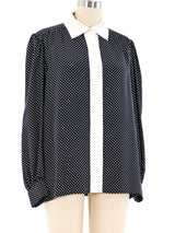 Yves Saint Laurent Polka Dot Silk Blouse Top arcadeshops.com
