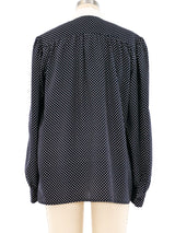 Yves Saint Laurent Polka Dot Silk Blouse Top arcadeshops.com