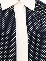 Yves Saint Laurent Polka Dot Silk Blouse Top arcadeshops.com