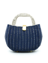 Navy Wicker Top Handle Bag Accessory arcadeshops.com