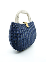 Navy Wicker Top Handle Bag Accessory arcadeshops.com