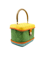 Colorblock Wicker Top Handle Bag Accessory arcadeshops.com