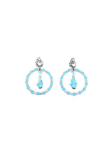 Blue Beaded Hoop Earrings Accessory arcadeshops.com