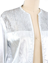 Sequin Embellished Silver Lame Ensemble Suit arcadeshops.com