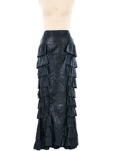 Chanel Leather Ruffle Maxi Skirt Bottom arcadeshops.com
