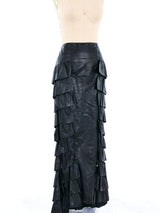 Chanel Leather Ruffle Maxi Skirt Bottom arcadeshops.com