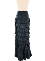 Chanel Leather Ruffle Maxi Skirt Bottom arcadeshops.com