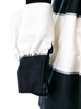Pauline Trigere Black and White Striped Gown Dress arcadeshops.com