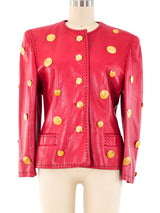 Escada Button Studded Leather Jacket Jacket arcadeshops.com