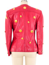 Escada Button Studded Leather Jacket Jacket arcadeshops.com