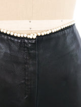 Chanel Pearl Trimmed Leather Trousers Bottom arcadeshops.com