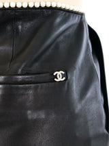 Chanel Pearl Trimmed Leather Trousers Bottom arcadeshops.com