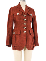 Romeo Gigli Linen Safari Jacket Jacket arcadeshops.com