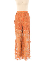 Peach Lace Crochet Pants Bottom arcadeshops.com