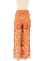 Peach Lace Crochet Pants Bottom arcadeshops.com