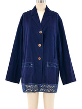 Romeo Gigli Lace Trimmed Indigo Jacket Jacket arcadeshops.com