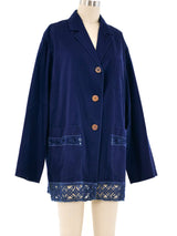 Romeo Gigli Lace Trimmed Indigo Jacket Jacket arcadeshops.com