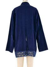 Romeo Gigli Lace Trimmed Indigo Jacket Jacket arcadeshops.com