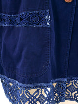 Romeo Gigli Lace Trimmed Indigo Jacket Jacket arcadeshops.com