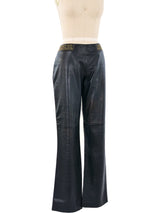 Versace Jeans Couture Greek Key Embellished Leather Pants Bottom arcadeshops.com