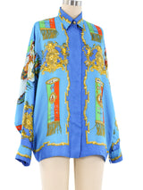 Versace Istante American Indian Silk Shirt Top arcadeshops.com