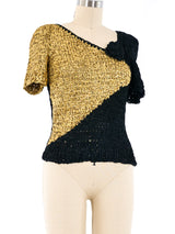 Metallic Colorblock Sweater Top arcadeshops.com