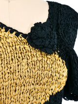 Metallic Colorblock Sweater Top arcadeshops.com