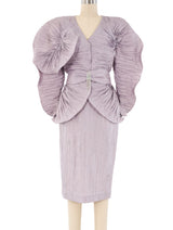 Sculptural Pleated Floral Skirt Ensemble Suit arcadeshops.com