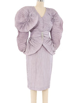 Sculptural Pleated Floral Skirt Ensemble Suit arcadeshops.com