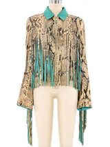Roberto Cavalli Snake Print Fringed Jacket Jacket arcadeshops.com