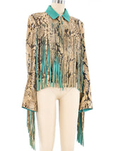 Roberto Cavalli Snake Print Fringed Jacket Jacket arcadeshops.com