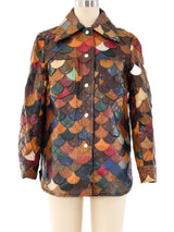Scalloped Leather Patchwork Shirt Top arcadeshops.com