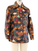 Scalloped Leather Patchwork Shirt Top arcadeshops.com