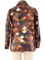 Scalloped Leather Patchwork Shirt Top arcadeshops.com