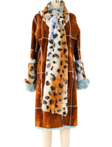 Leopard Printed Ice Blue Fur Coat Outerwear arcadeshops.com