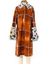 Leopard Printed Ice Blue Fur Coat Outerwear arcadeshops.com