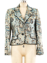 Metallic Brocade Cropped Blazer Jacket arcadeshops.com