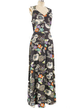 1970's Metallic Floral Maxi Dress Dress arcadeshops.com