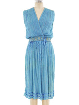 Metallic Rainbow Striped Turquoise Ensemble Dress arcadeshops.com