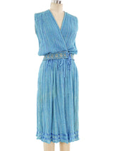 Metallic Rainbow Striped Turquoise Ensemble Dress arcadeshops.com