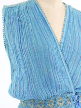 Metallic Rainbow Striped Turquoise Ensemble Dress arcadeshops.com