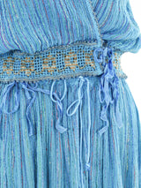 Metallic Rainbow Striped Turquoise Ensemble Dress arcadeshops.com