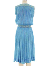 Metallic Rainbow Striped Turquoise Ensemble Dress arcadeshops.com