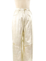 Erez Metallic Gold Leather Pants Bottom arcadeshops.com