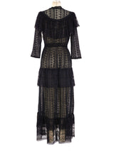 Black Tiered Lace Maxi Dress Dress arcadeshops.com