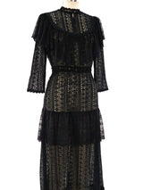 Black Tiered Lace Maxi Dress Dress arcadeshops.com