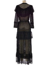 Black Lace Ruffle Crochet Maxi Dress Dress arcadeshops.com